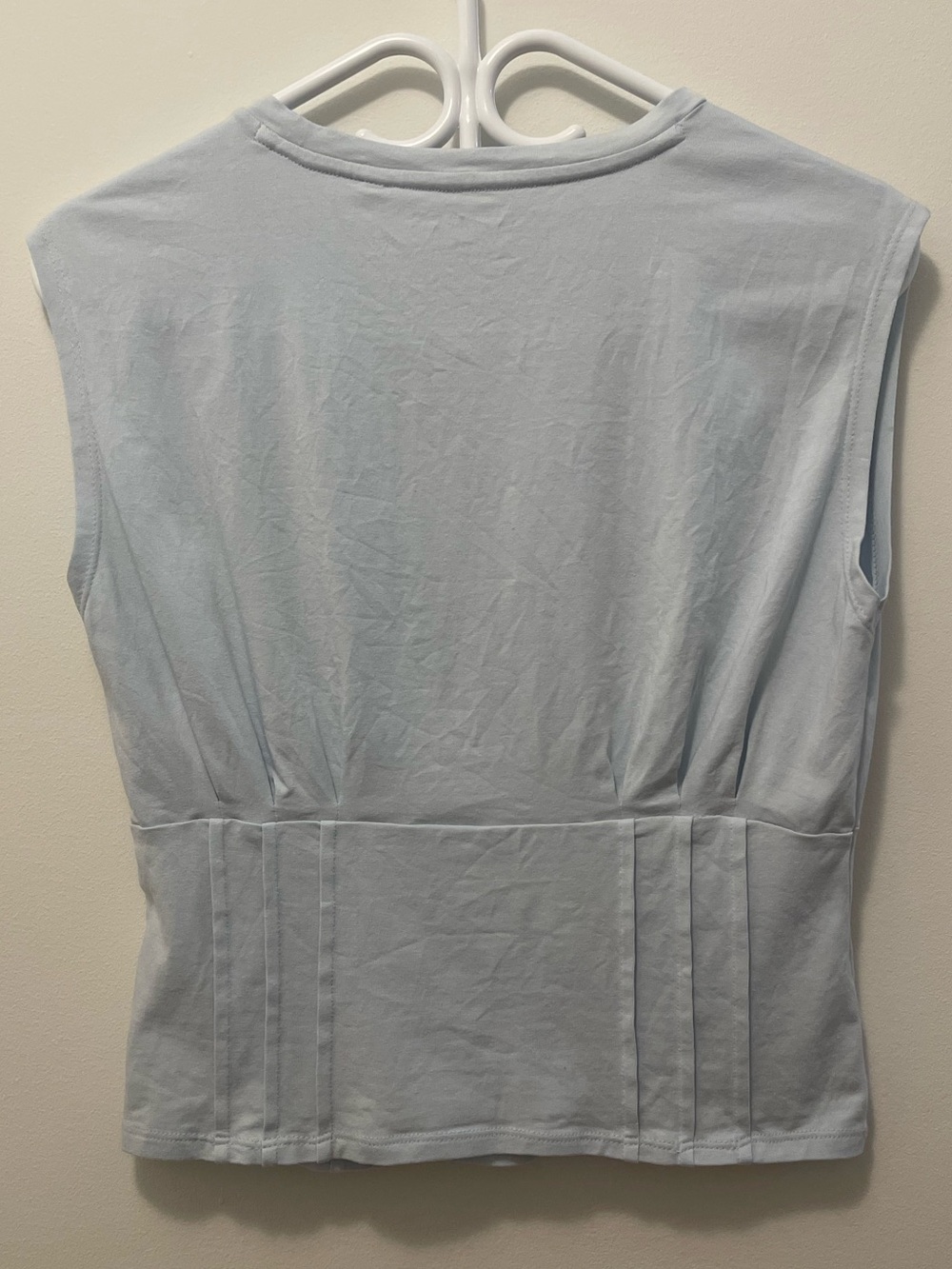 Guess Light Blue Sleeveless Corset Tee with Pink & Cream Accents, & Rhinestones - Picture 7 of 8